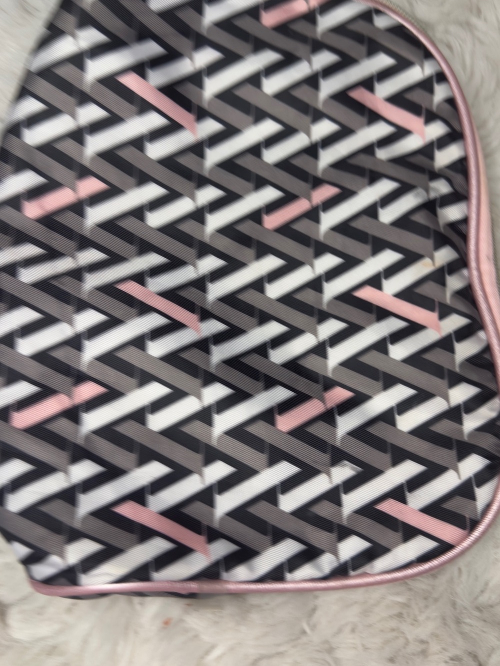 Women's Patterned Backpack in Black, White & Pink